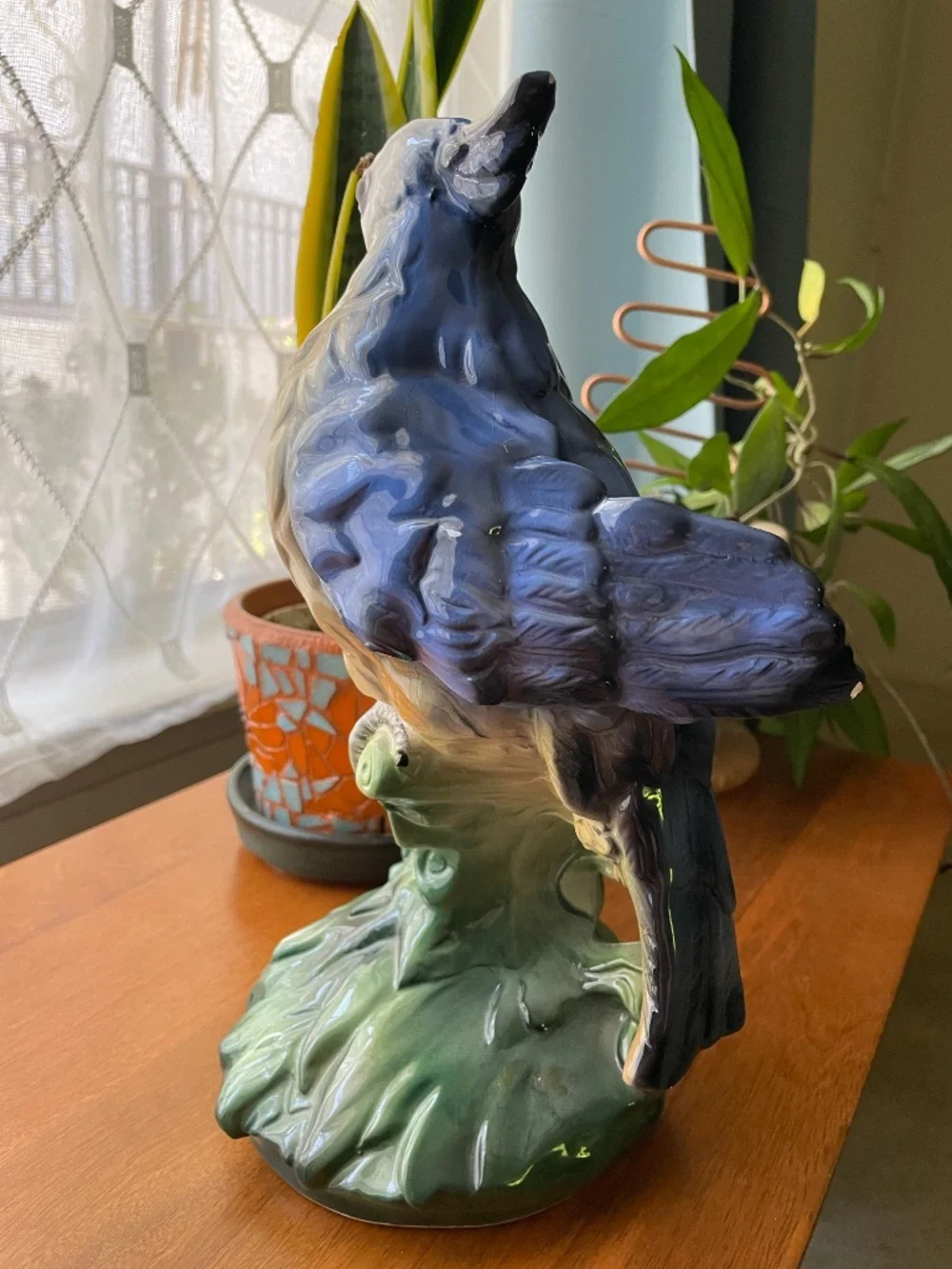Vintage Italian Ceramic Porcelain Majolica? Parrot Bird Statue Figure 12
